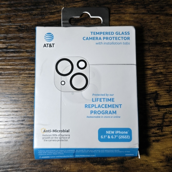 iPhone 14 & 14 Plus, Camera Lens Protector, NEW Tempered Glass, AT&T Warranty - Picture 1 of 3
